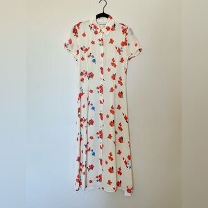 Reformation Sheila Midi Size 2 Floral Shirtdress White